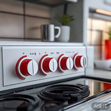 燃气灶报警标志：红色火焰警示