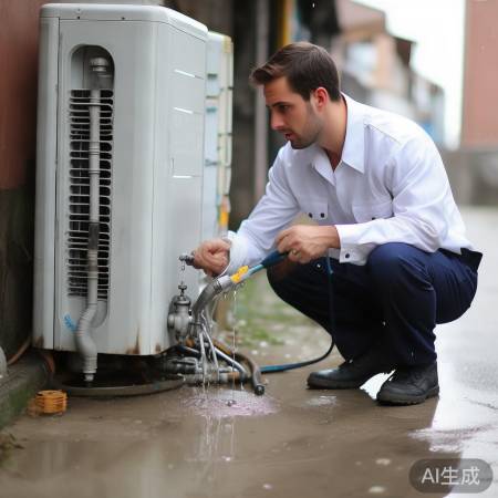空调安装不规范,漏水隐患大