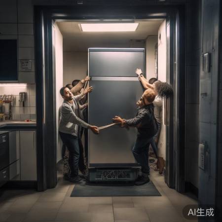 齐心协力，稳推冰箱入电梯