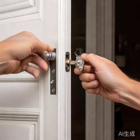 安装锁芯,注意方向拧紧