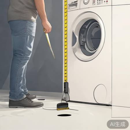 用尺量洗衣机高