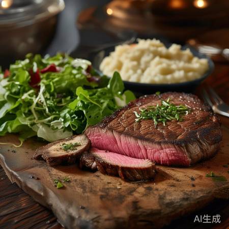 烤牛排,配沙拉/土豆泥