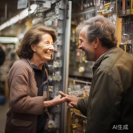 大妈买门锁,笑料不断