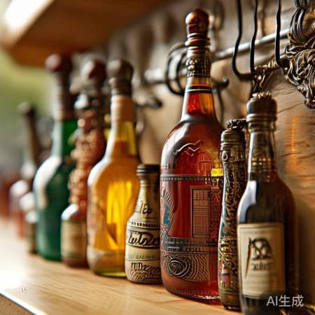 复古风酒瓶冰箱贴，手工艺术生活点缀