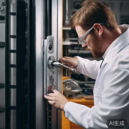 安装门锁，拧紧螺丝