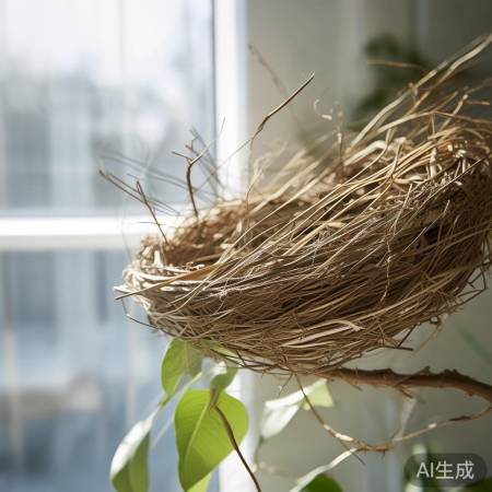 “挂消毒柜角落的小鸟巢”