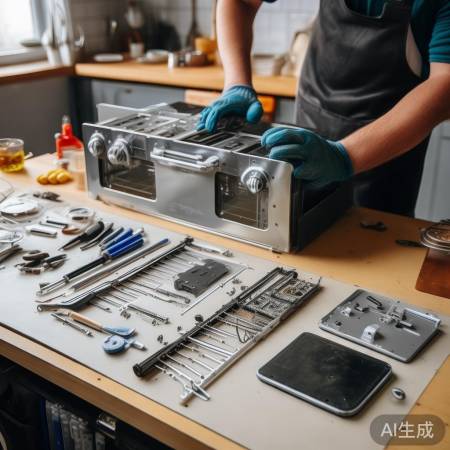 组装油烟机，顺序拧紧螺丝