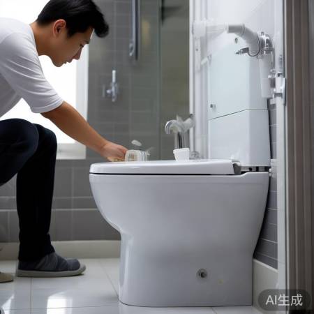 安装智能马桶，连接器连接下水管