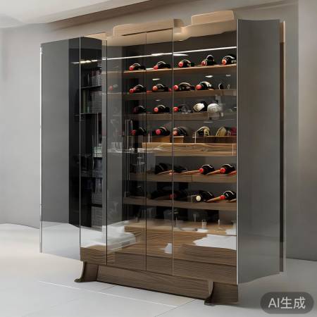 红酒柜设计效果图：精美嵌入式酒柜展示