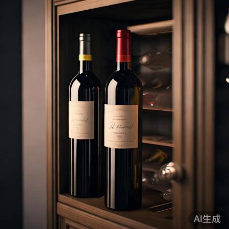 红酒搭配：酒柜内两瓶佳酿的优雅陈列艺术