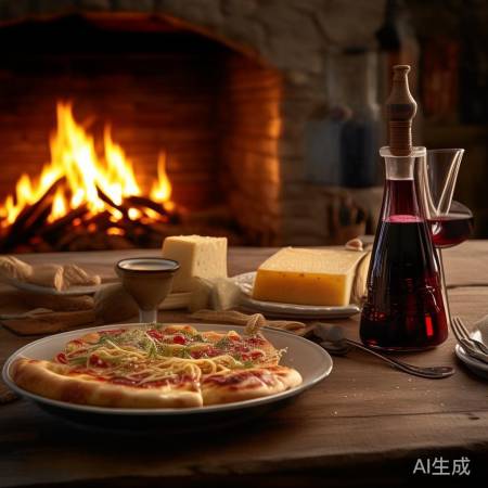 红酒配奶酪披萨