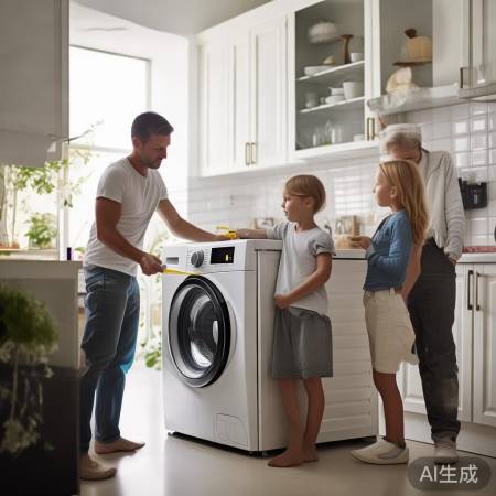 测量洗衣机尺寸，包括厚度、水管