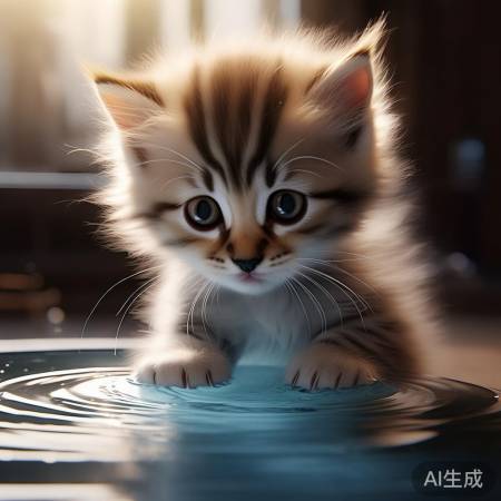 小猫喝水如饮琼浆，陶醉瞬间萌化人心
