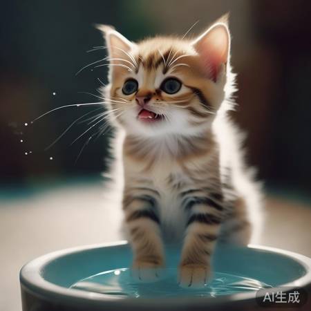 萌猫喝水，萌化网友心