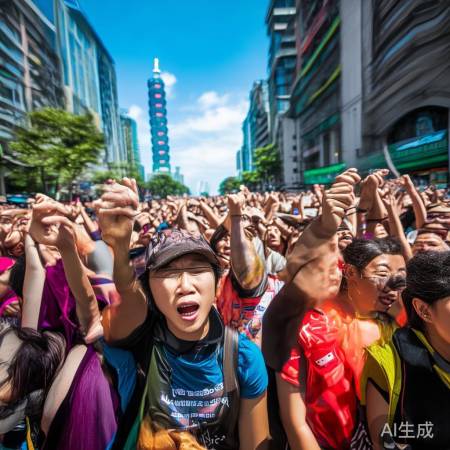 台湾民众台北街头高喊统一：激动人心的一幕！